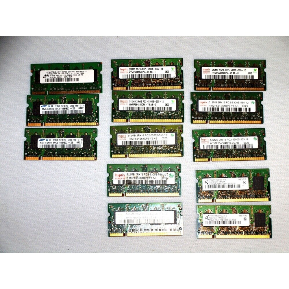 512 MB (13 X 512 MB ) Hynix & Samsung DDR2 SO-DIMM Laptop Memory RAM PC2-5300S